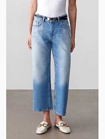 Jeans capri a vita bassa a gamba ampia dilvin
