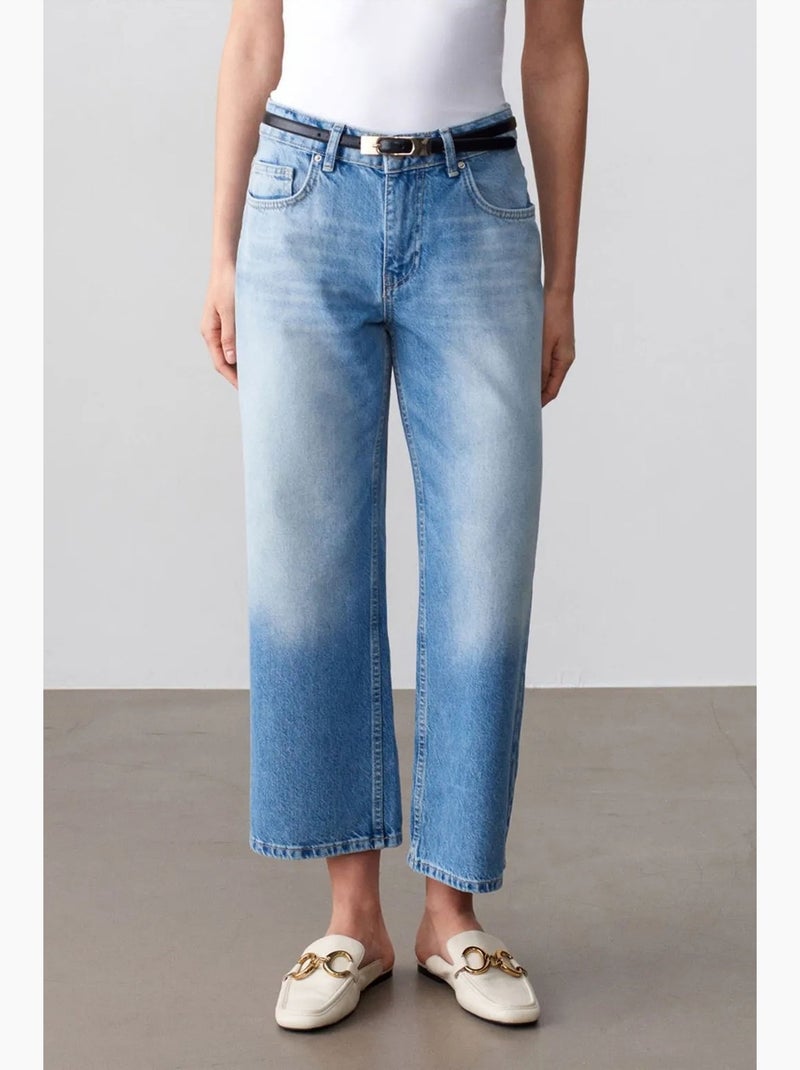 Jeans capri a vita bassa a gamba ampia dilvin Blu zaffiro - Kiabi