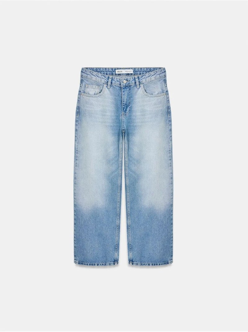 Jeans capri a vita bassa a gamba ampia dilvin Blu zaffiro - Kiabi