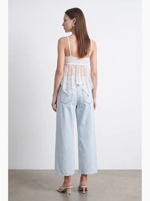 Jeans capri da donna a gamba ampia a vita alta con dettaglio in pizzo dilvin - Kiabi