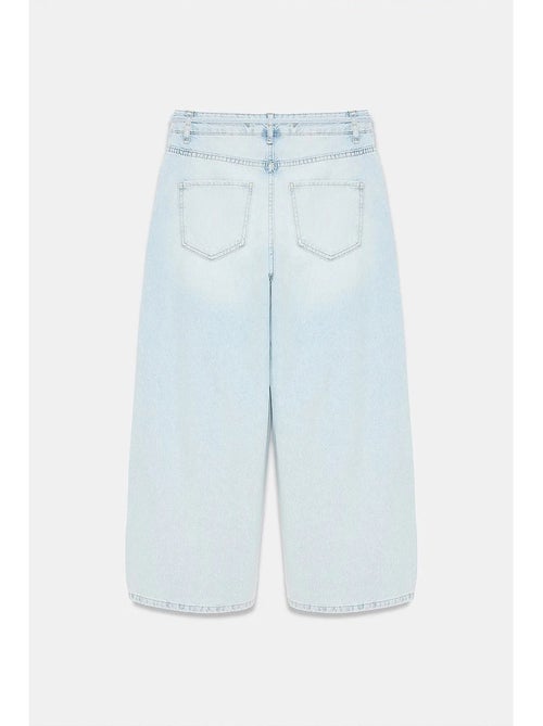 Jeans capri da donna a gamba ampia a vita alta con dettaglio in pizzo dilvin - Kiabi