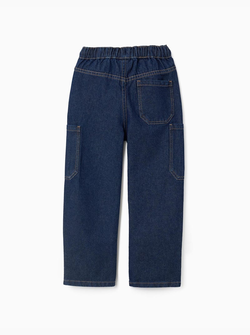 Jeans cargo ampia con coulisse Blu scuro - Kiabi