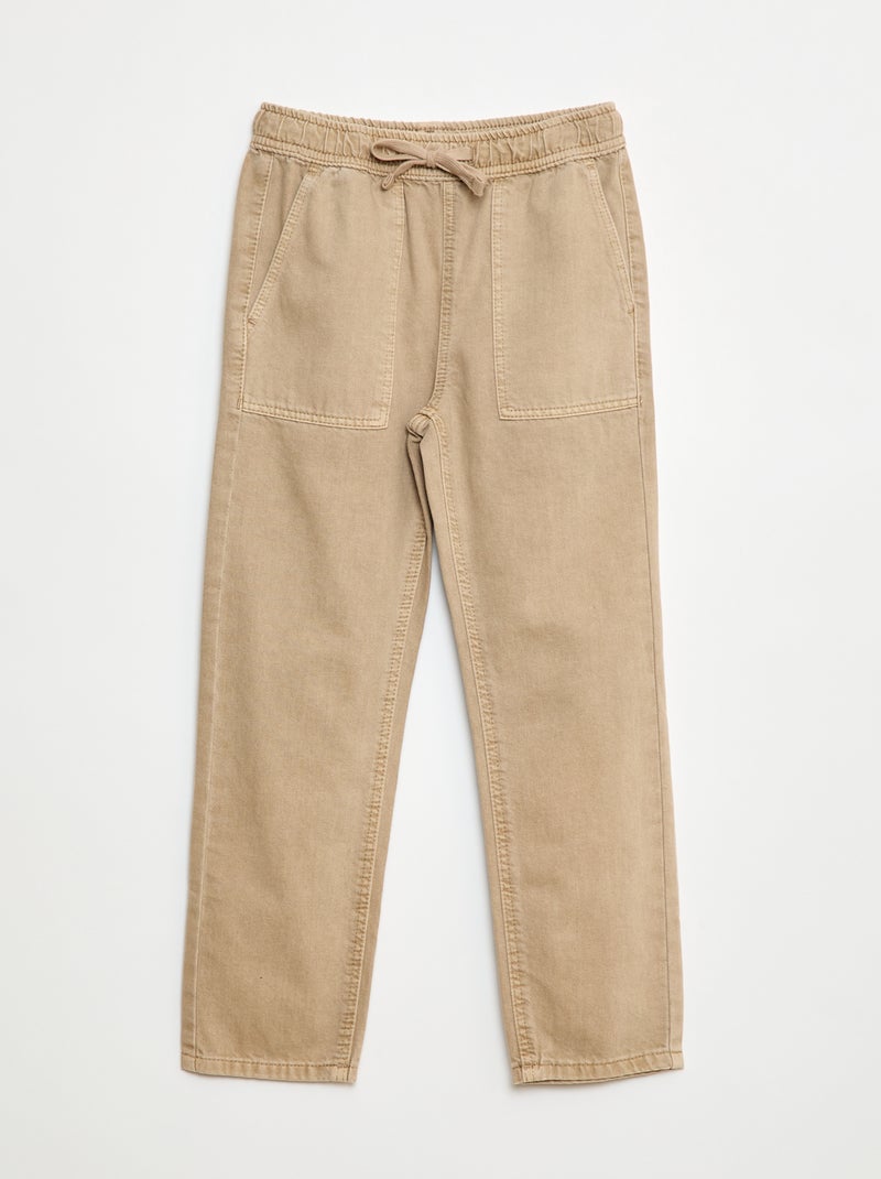 Jeans con vita elasticizzata beige - Kiabi