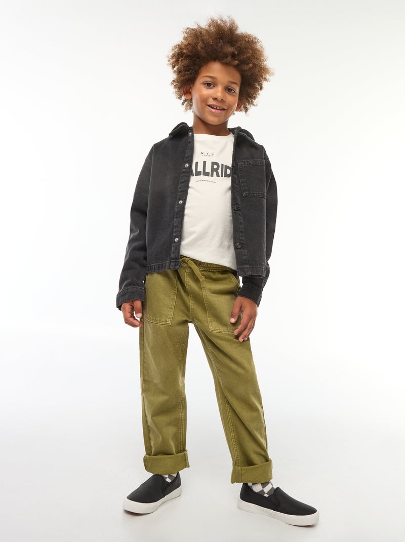 Jeans con vita elasticizzata Kaki - Kiabi