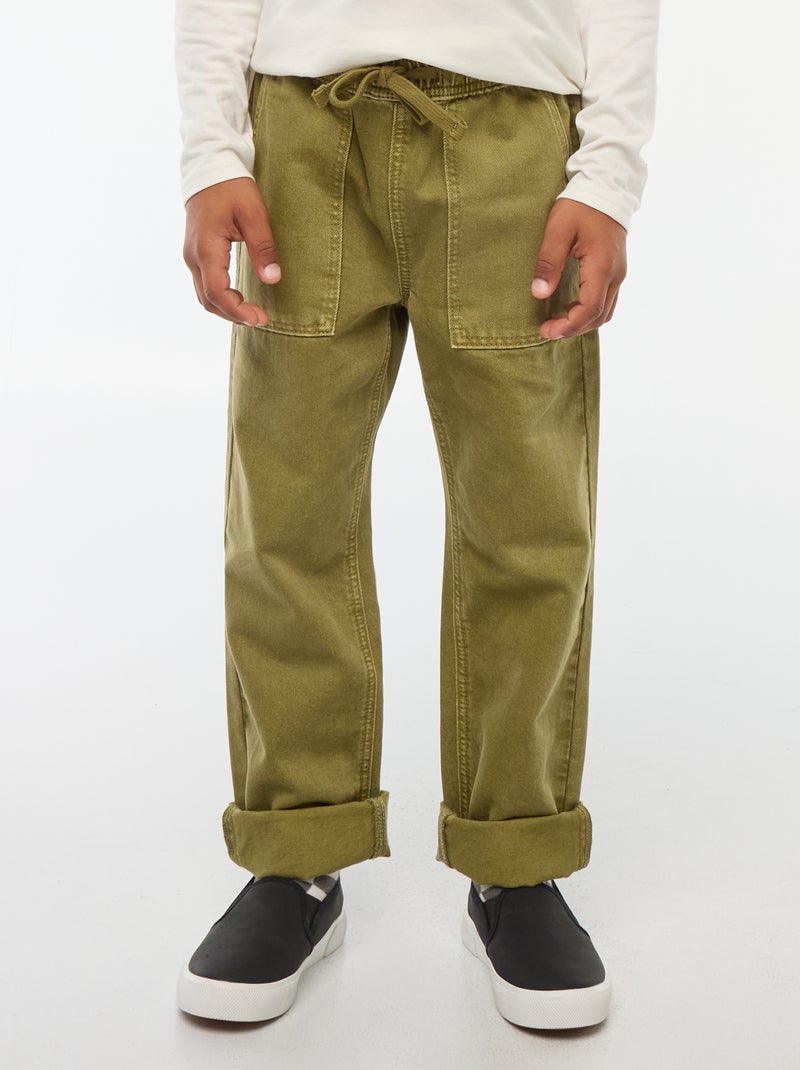 Jeans con vita elasticizzata Kaki - Kiabi