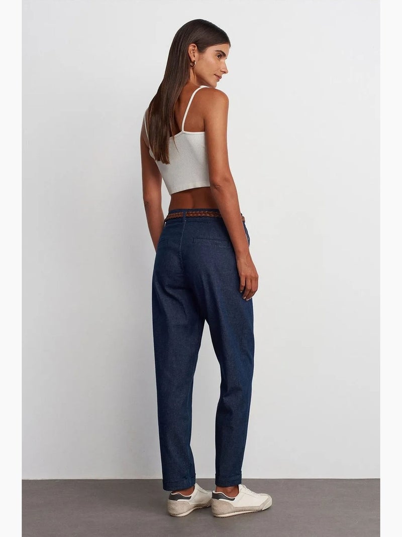 Jeans da donna a vita alta a gamba dritta dilvin Blu oltremare - Kiabi