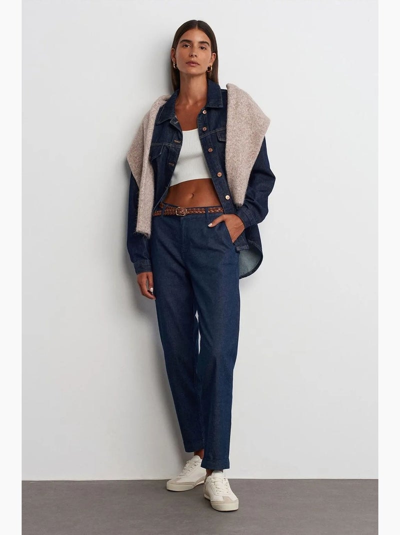 Jeans da donna a vita alta a gamba dritta dilvin Blu oltremare - Kiabi