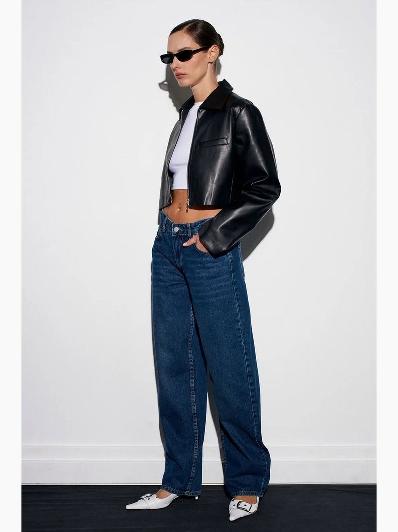 Jeans da donna a vita bassa a gamba ampia dilvin Blu zaffiro - Kiabi