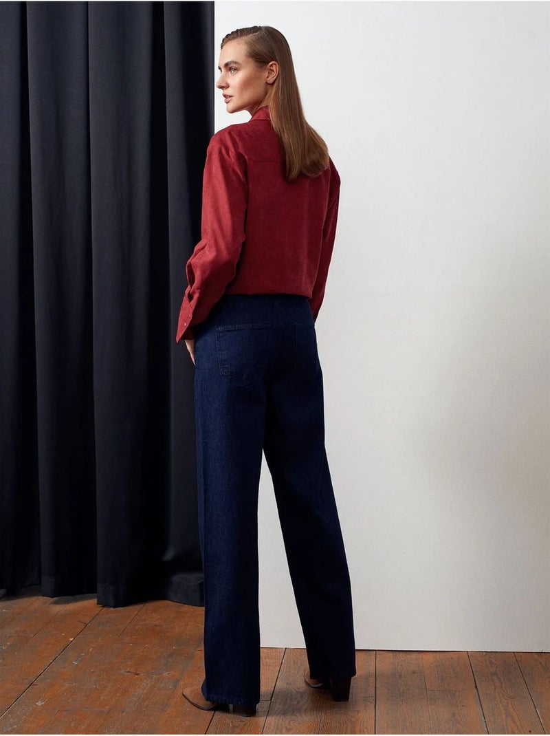 Jeans da donna a vita media a gamba dritta dilvin Blu oltremare - Kiabi