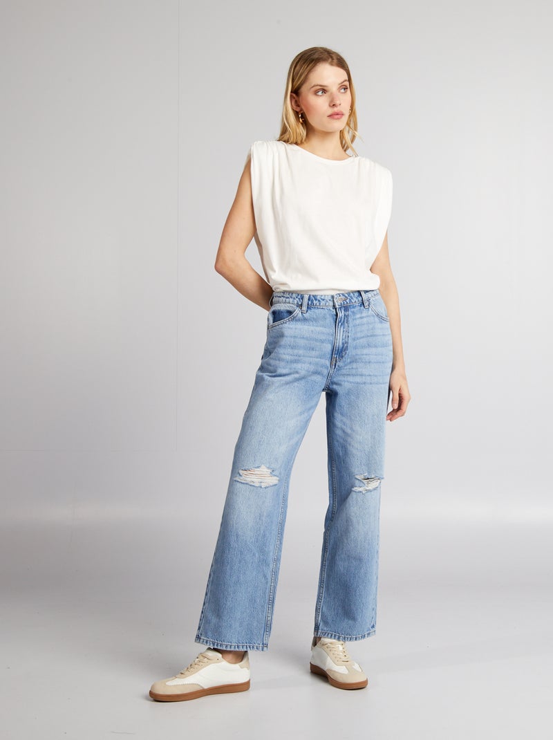 Jeans dritti con abrasioni fantasiose - Blu - Bambina - 5.20