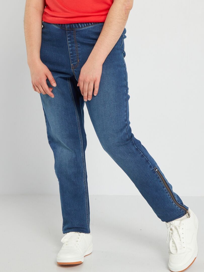 Jeans dritti a vita alta - facili da infilare BLU - Kiabi