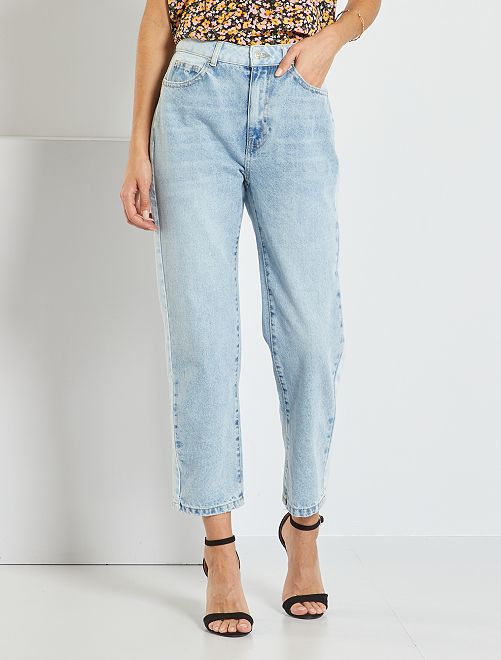 Jeans dritti a vita alta con doppio délavage - BLU - Kiabi - 22.00€