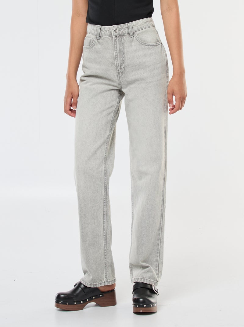 Jeans dritti a vita alta Grigio - Kiabi