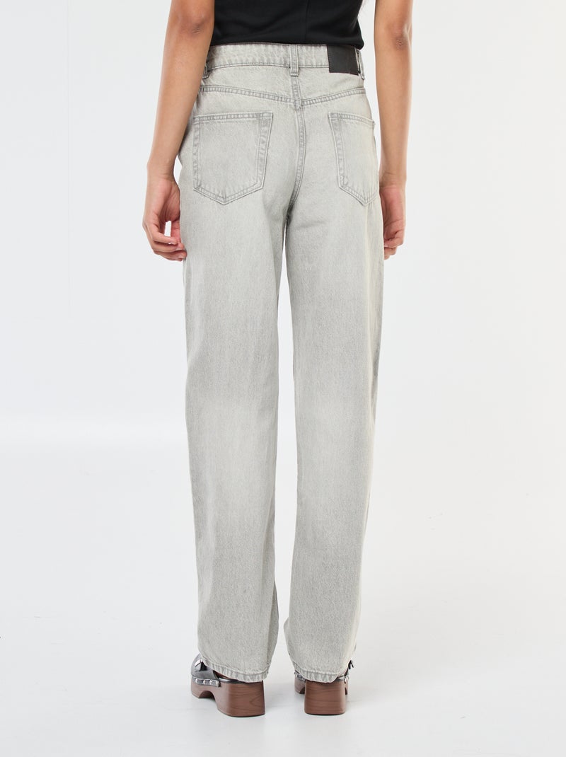 Jeans dritti a vita alta Grigio - Kiabi