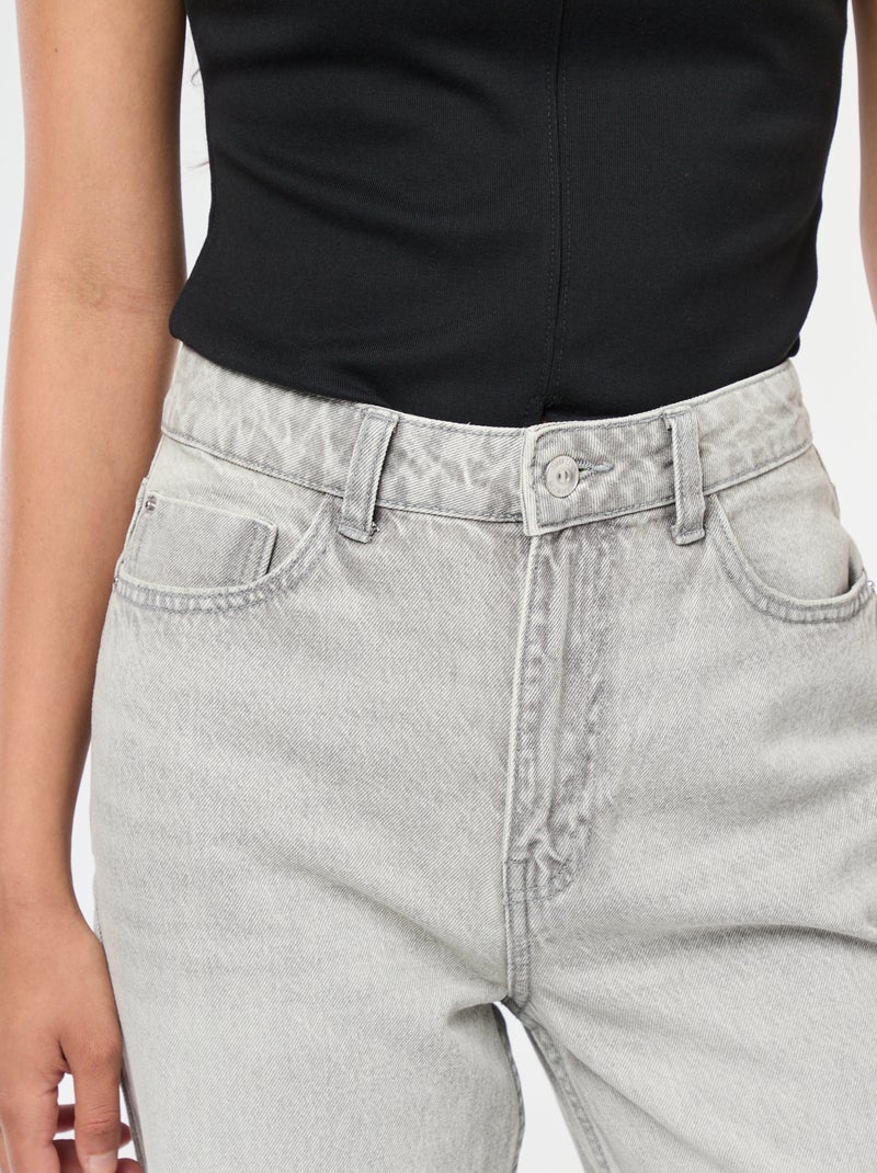 Jeans dritti a vita alta Grigio - Kiabi