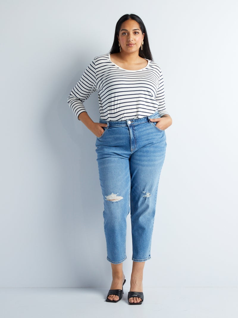 Jeans dritti a vita regolabile BLU - Kiabi