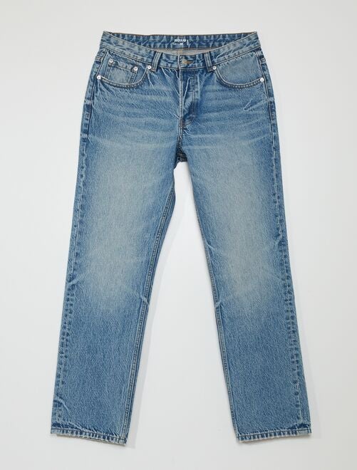 Jeans dritti con 5 tasche e decolorazione sulle cosce - Kiabi