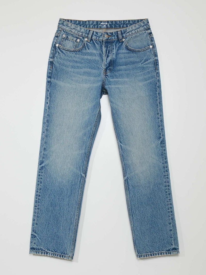 Jeans dritti con 5 tasche e decolorazione sulle cosce BLU - Kiabi