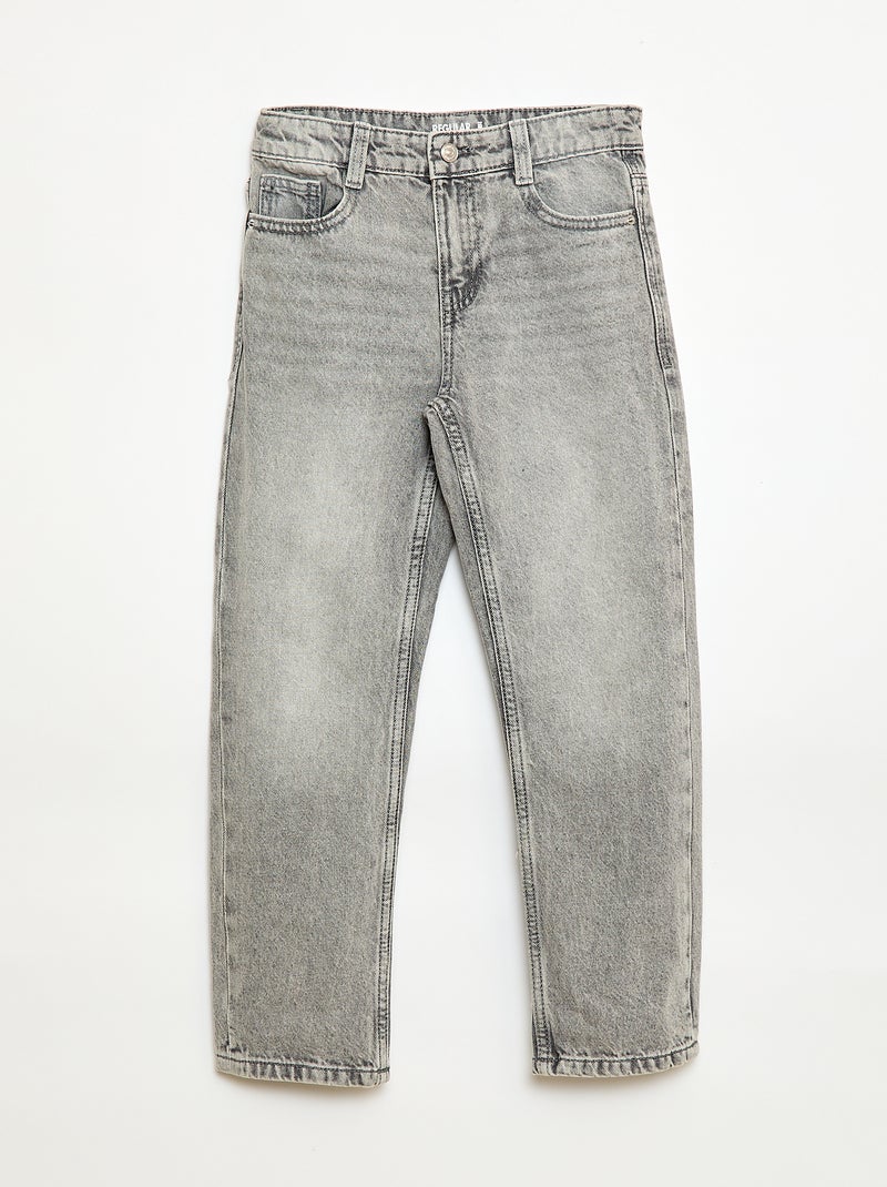Jeans dritti con 5 tasche Grigio - Kiabi