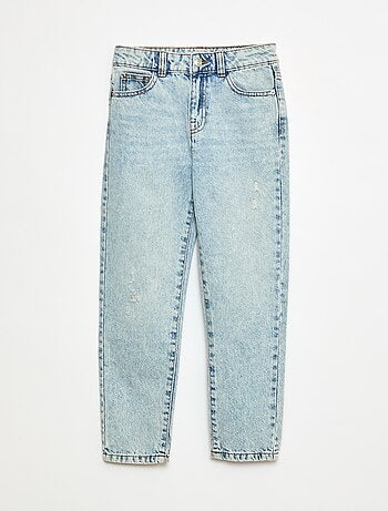 Jeans dritti con abrasioni fantasiose
