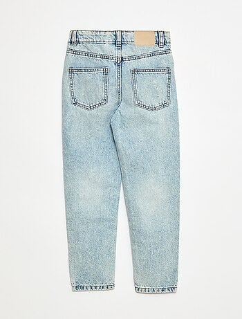 Jeans dritti con abrasioni fantasiose