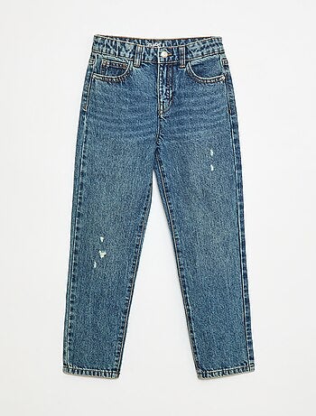 Jeans dritti con abrasioni fantasiose