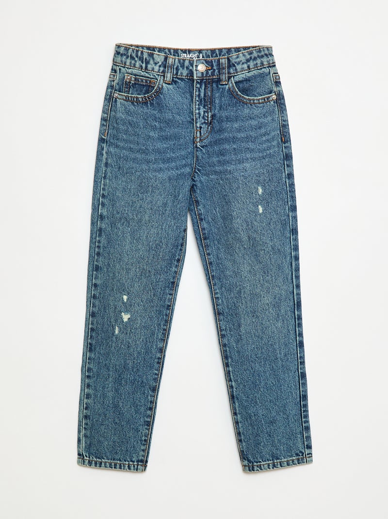 Jeans dritti con abrasioni fantasiose Blu - Kiabi