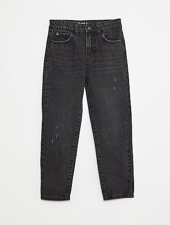 Jeans dritti con abrasioni fantasiose