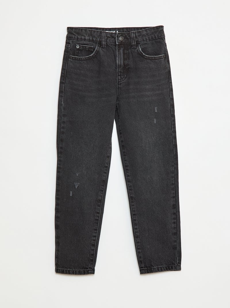 Jeans dritti con abrasioni fantasiose Grigio - Kiabi