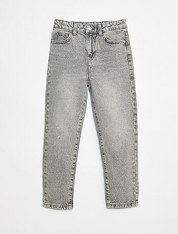 Jeans dritti con abrasioni fantasiose