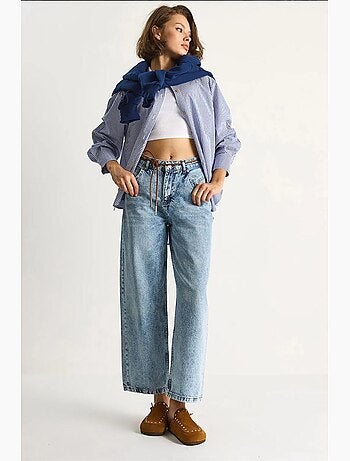 Jeans dritti con coulisse in vita lucci