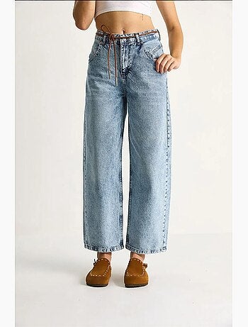 Jeans dritti con coulisse in vita lucci