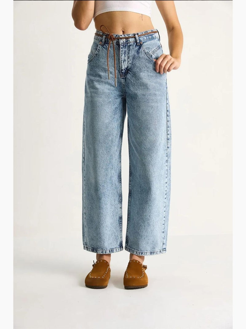 Jeans dritti con coulisse in vita lucci Blu zaffiro - Kiabi