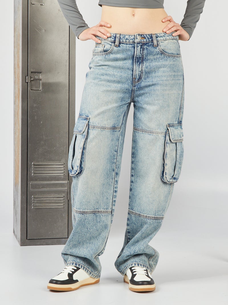 Jeans dritti con tasche sui lati BLU - Kiabi