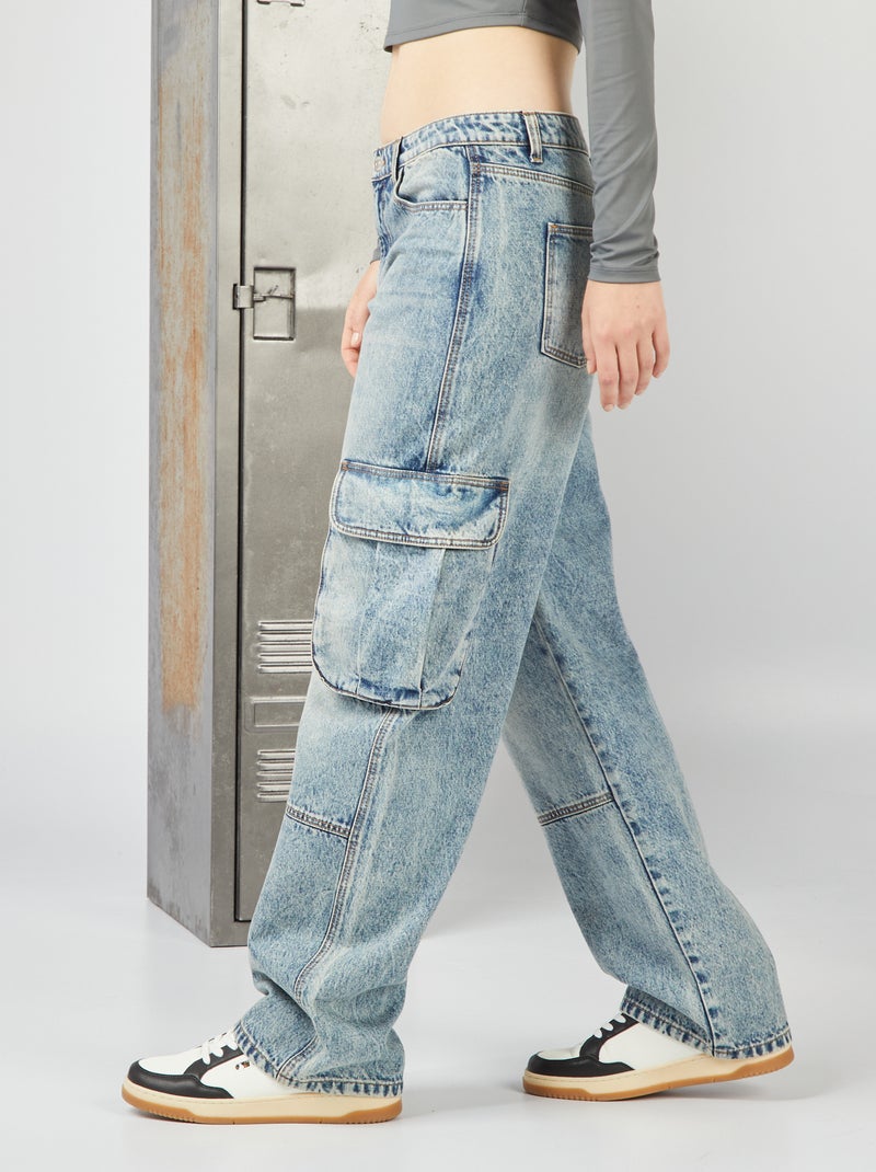 Jeans dritti con tasche sui lati BLU - Kiabi