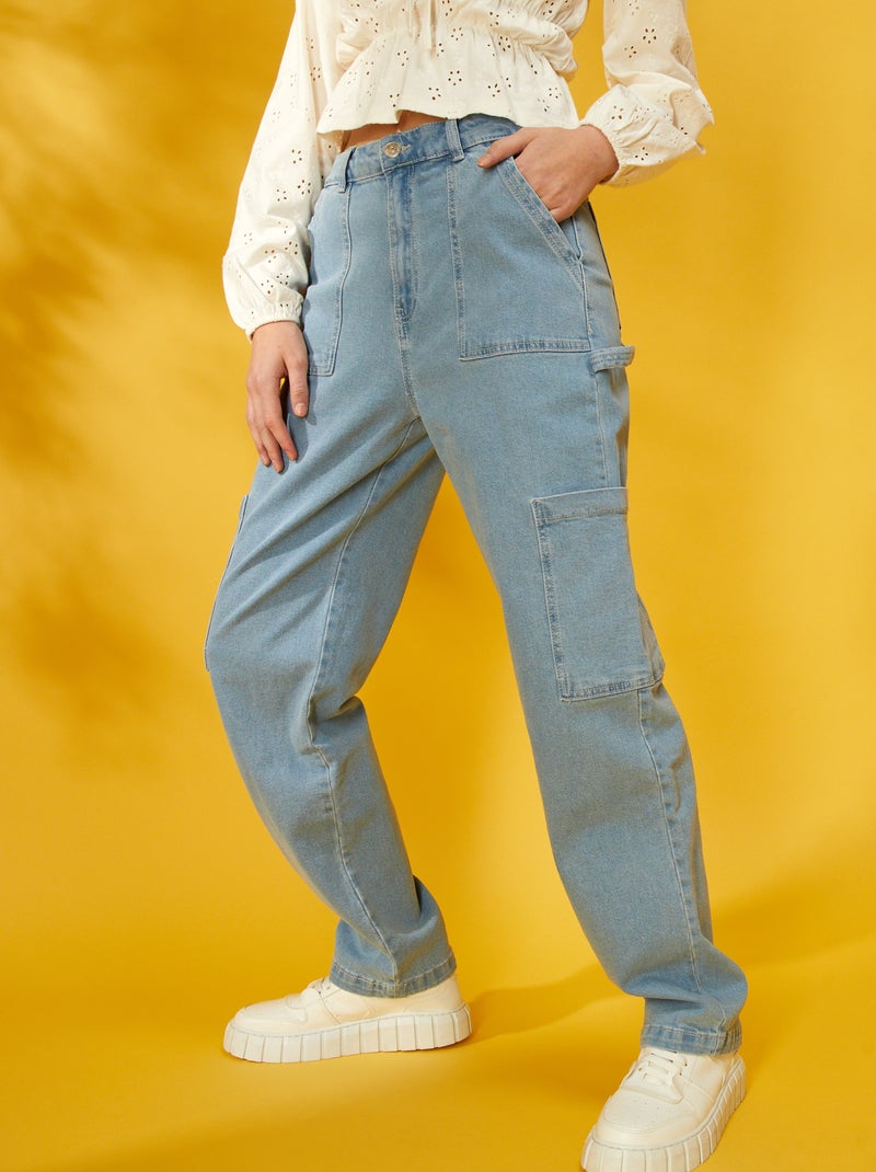 Jeans dritti con tasche sui lati blu - Kiabi