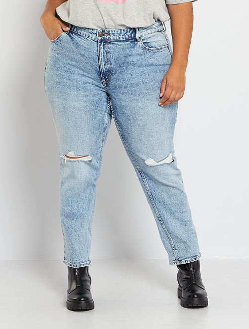 Jeans dritti effetto destroyed - BLU - Kiabi - 22.00€