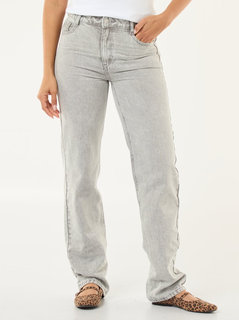 Jeans dritti in denim di cotone Grigio - Kiabi