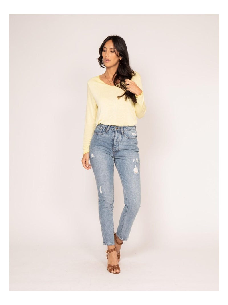 Jeans dritti vita alta ELOISE Blu chiaro - Kiabi