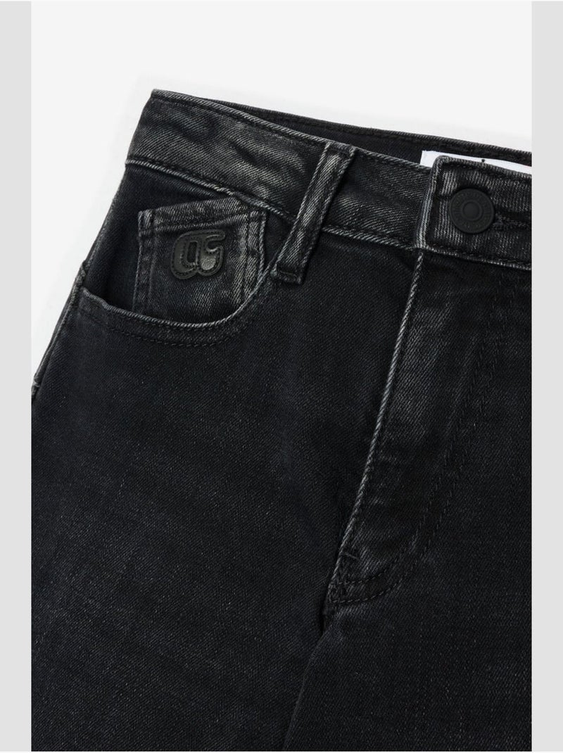 Jeans dritto pulp slim vita alta, lunghezza 34 Nero - Kiabi