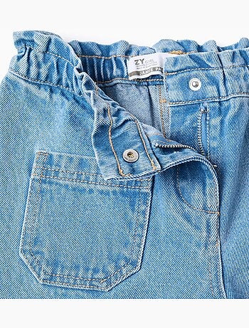 Jeans in cotone a a gamba larga con orli sfrangiati