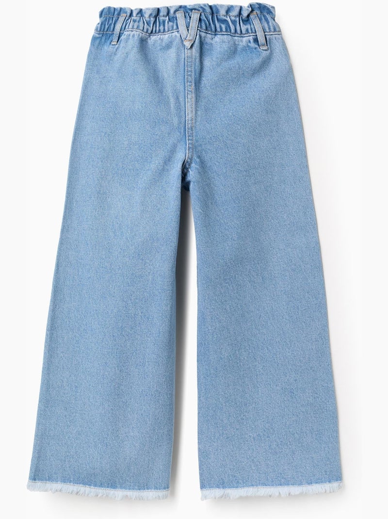 Jeans in cotone a a gamba larga con orli sfrangiati Blu chiaro - Kiabi