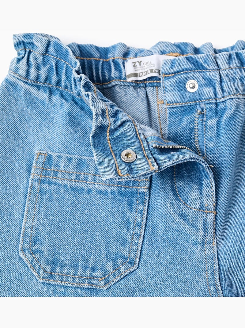 Jeans in cotone a a gamba larga con orli sfrangiati Blu chiaro - Kiabi