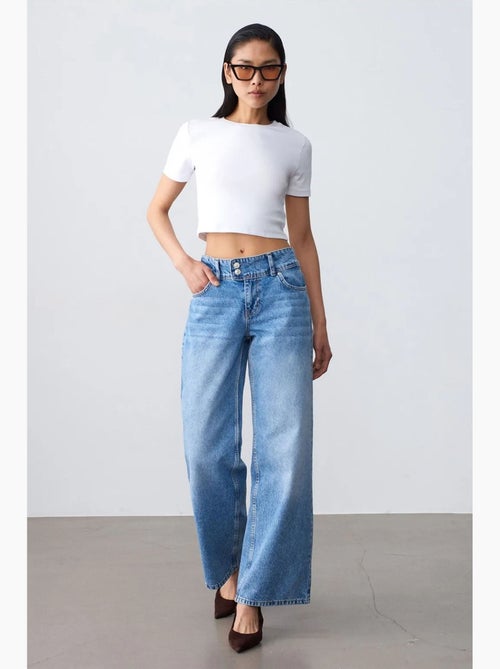 Jeans in cotone a vita alta a gamba ampia dilvin - Kiabi Jeans in cotone a vita alta a gamba ampia dilvin - Kiabi