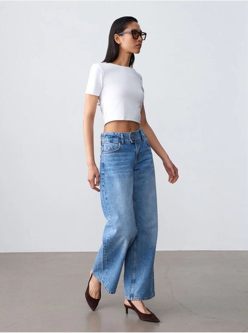 Jeans in cotone a vita alta a gamba ampia dilvin - Kiabi Jeans in cotone a vita alta a gamba ampia dilvin - Kiabi