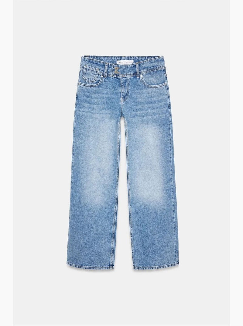 Jeans in cotone a vita alta a gamba ampia dilvin Blu zaffiro - Kiabi