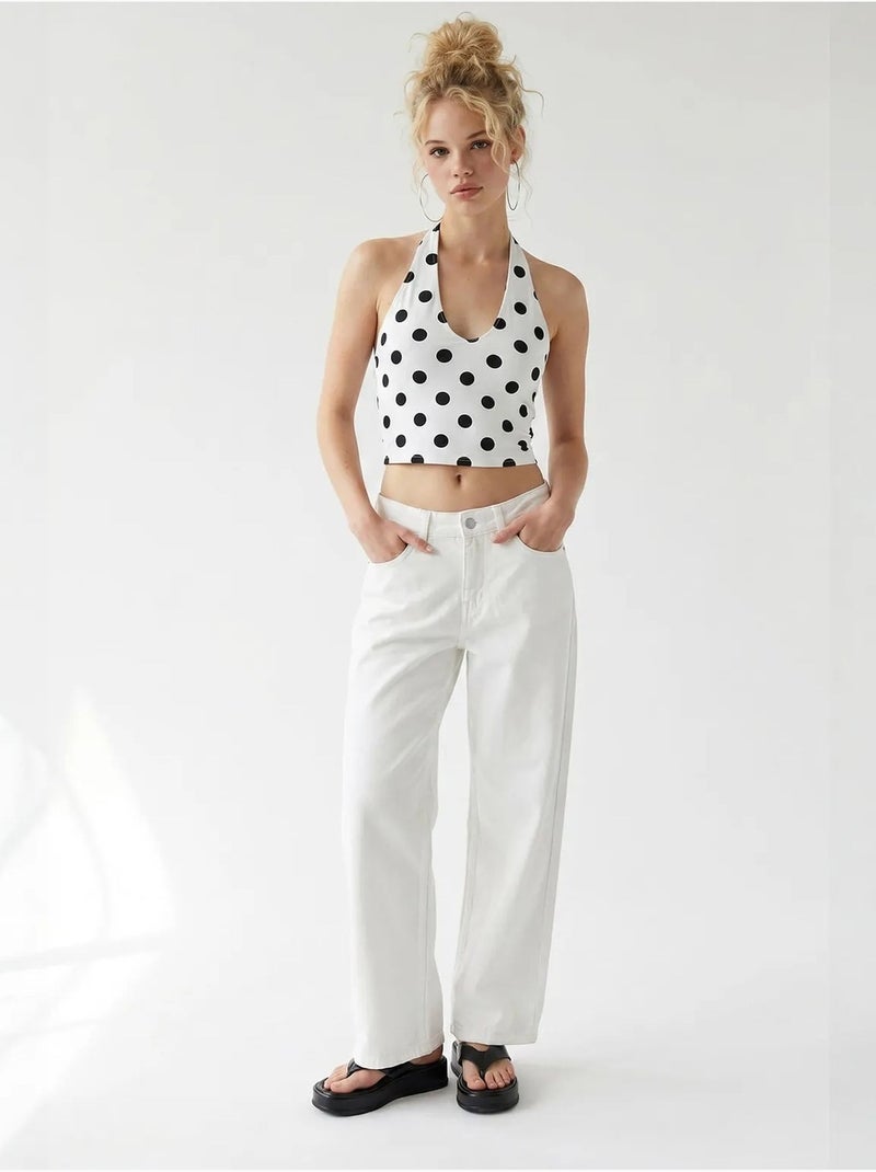 Jeans in cotone a vita alta a gamba ampia mixray Bianco - Kiabi