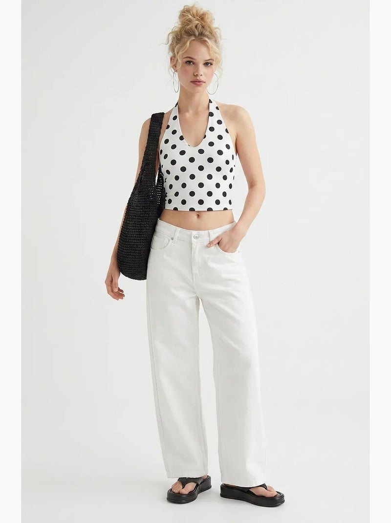 Jeans in cotone a vita alta a gamba ampia mixray Bianco - Kiabi