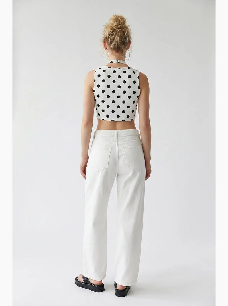 Jeans in cotone a vita alta a gamba ampia mixray Bianco - Kiabi