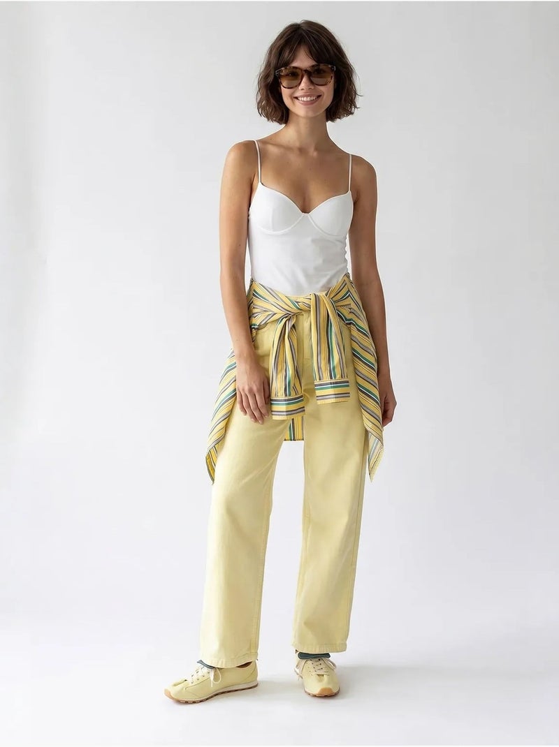 Jeans in cotone a vita alta a gamba ampia mixray Giallo limone - Kiabi